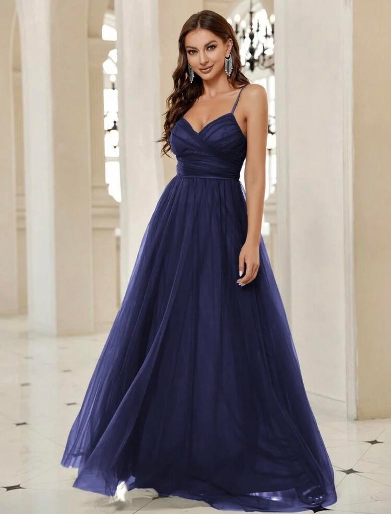 Donkerblauwe galajurk, maat XS, 1x gedragen, Galajurk, Blauw, Ophalen of Verzenden, Zo goed als nieuw