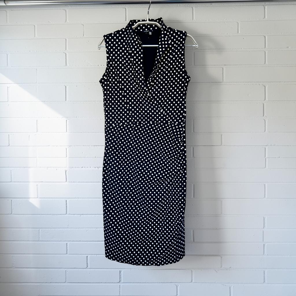 Purdey Jurk Maat S Zwart Wit Polkadots Midi Mouwloos, P, Zwart, P, P