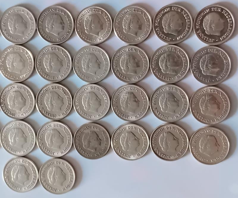42 Stuks 25 cent muntjes juliana, Ophalen of Verzenden, Koningin Juliana, 25 cent, Setje