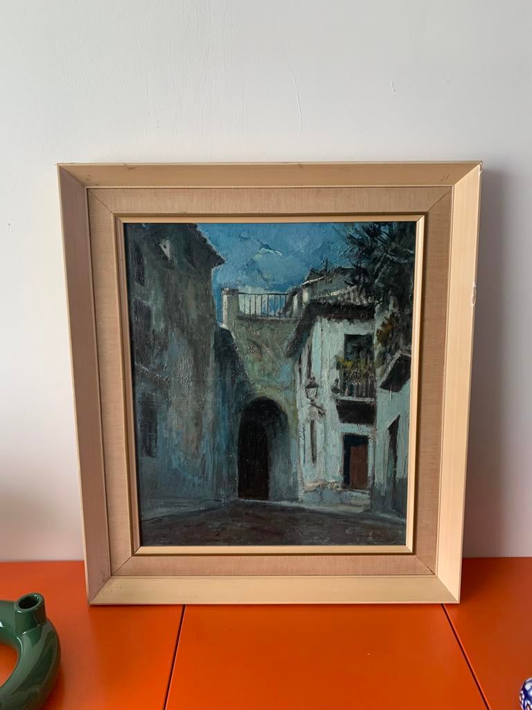 Oud olieverfschilderij op canvas, Ophalen of Verzenden