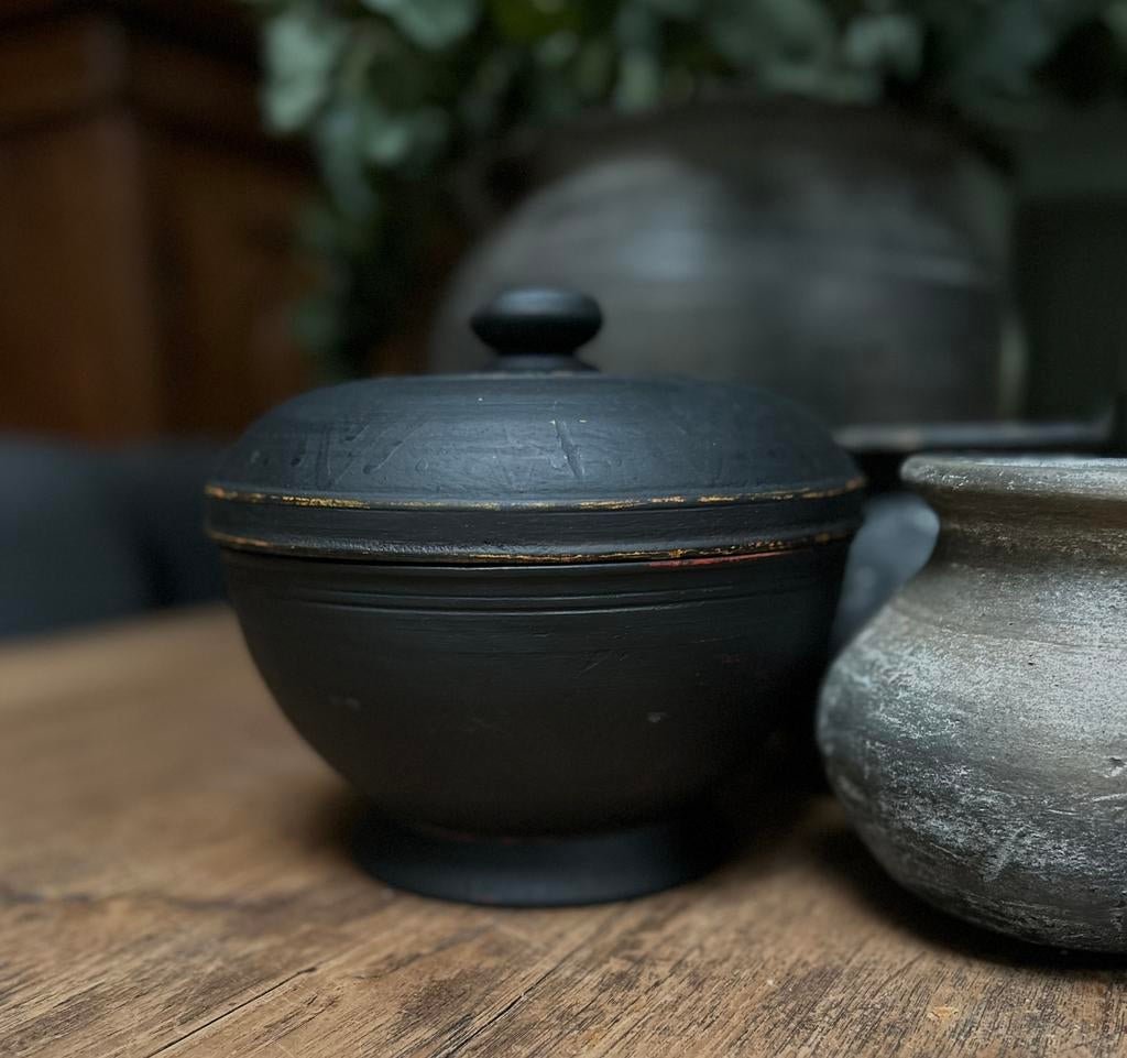 Sober deksel potje landelijk sleets imperfect, Ophalen of Verzenden