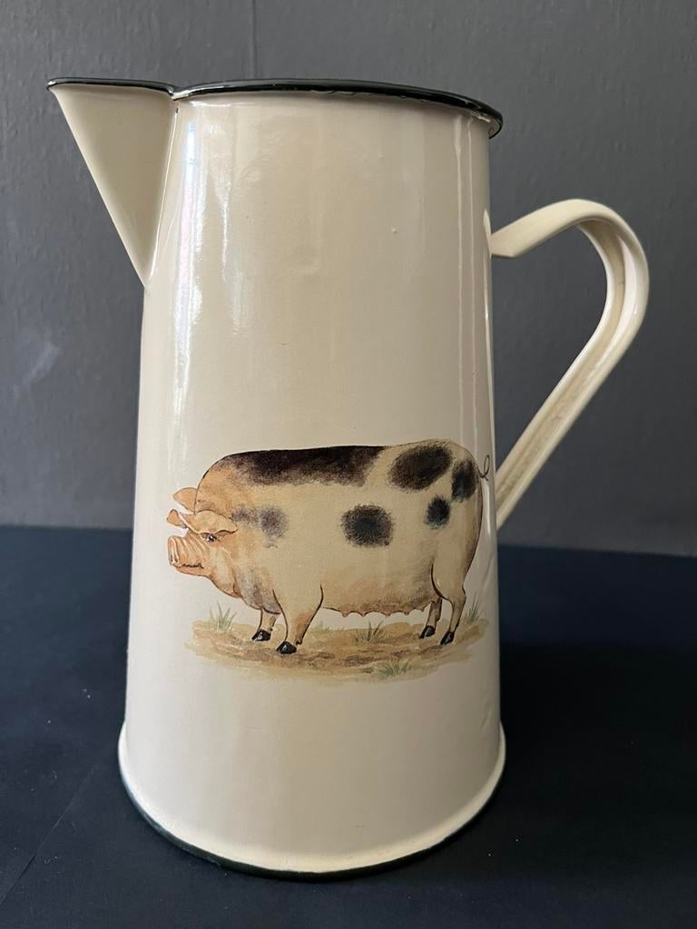 Emaille Melkkan met leuke afbeelding, Ophalen of Verzenden