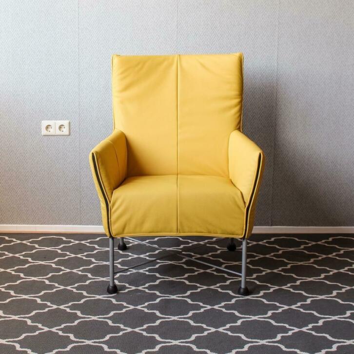 4 Montis Charly saffraan fauteuils - rvs onderstel, Niet ingevuld, Niet ingevuld, Nieuw, Leer