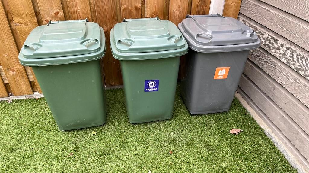 3x mini container op wielen, Ophalen, Kunststof, Zo goed als nieuw, Minder dan 10 liter