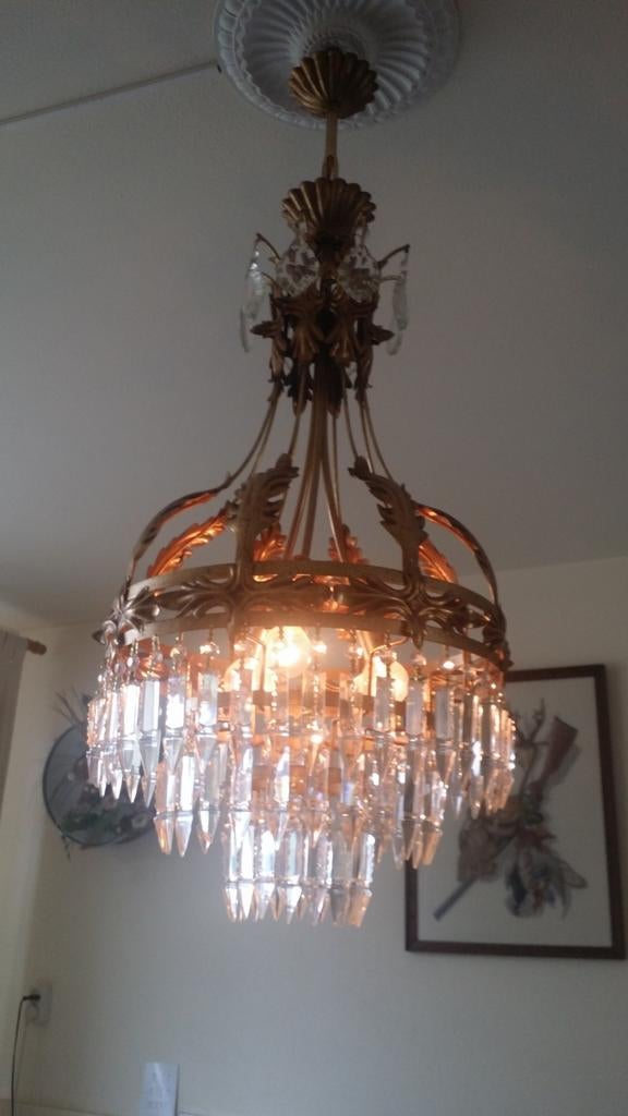 Een topper van franse kristallen kroonluchter met bladeren, Ophalen of Verzenden, Zo goed als nieuw