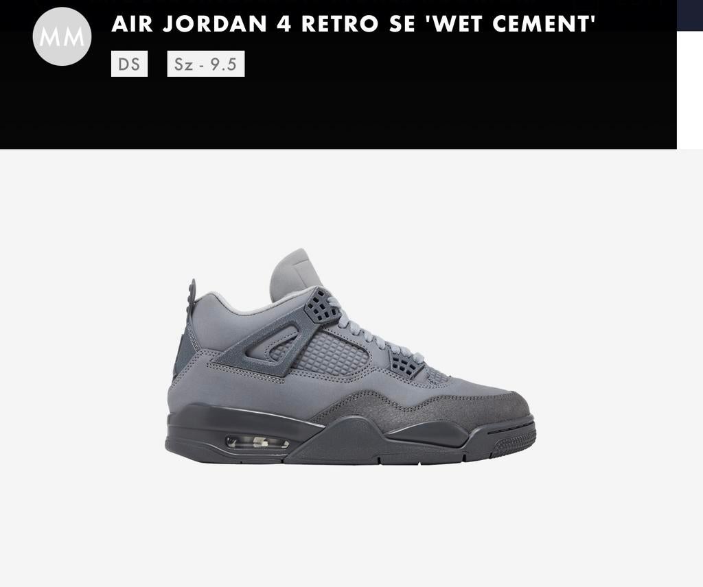 Air Jordan 4 Retro SE 'Wet Cement' - Maat 43, Kleding | Heren, Schoenen, Overige kleuren, Nieuw, Ophalen of Verzenden, Sneakers of Gympen