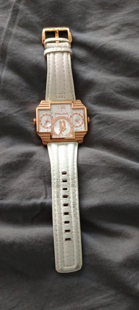 Police Herenhorloge - Wit Leer & Roségoud, Ophalen of Verzenden