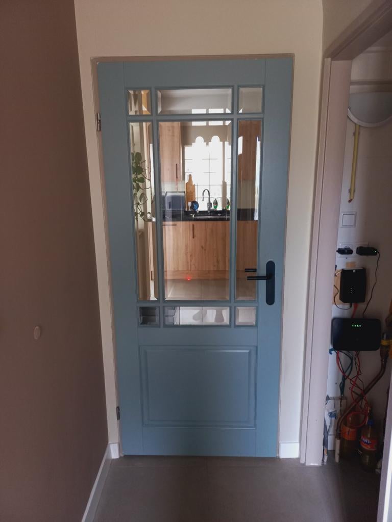 Binnendeur met glas, 83x201,5 cm, linksdraaiend, Doe-het-zelf en Verbouw, Deuren en Horren, Ophalen, Gebruikt, 80 tot 100 cm, Binnendeur