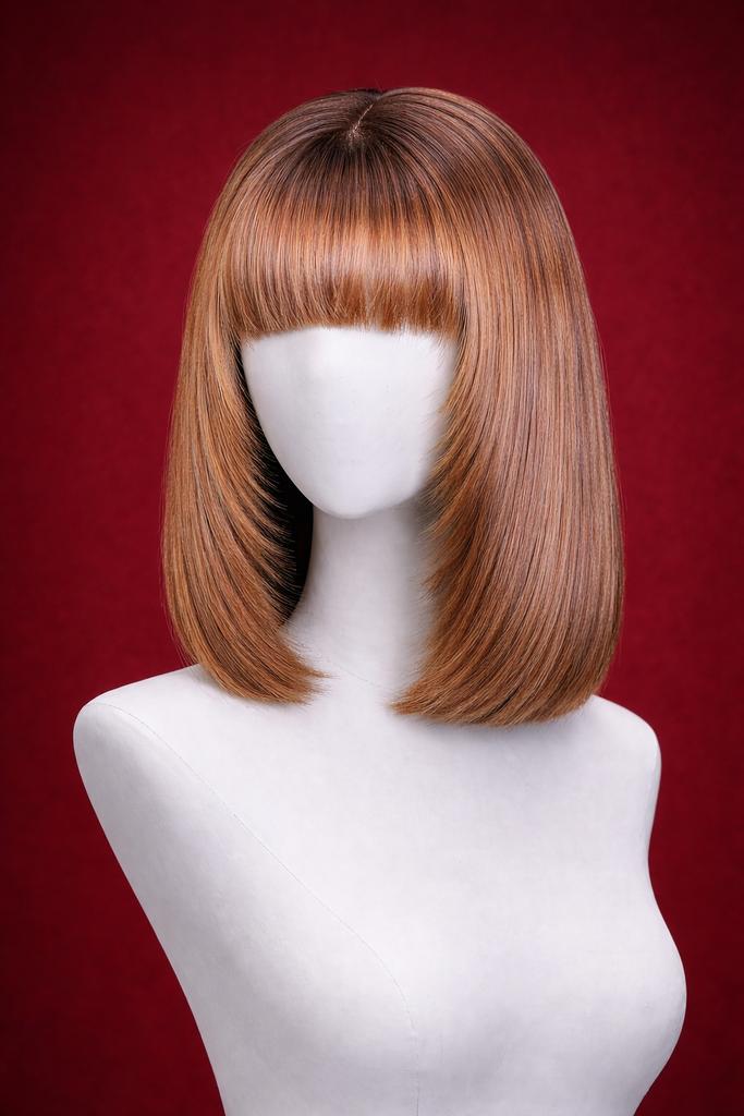 10-inch Gelaagde Bob Pruik met Pony - Menselijk Haar, Sieraden, Tassen en Uiterlijk, Uiterlijk | Haarverzorging, Ophalen of Verzenden