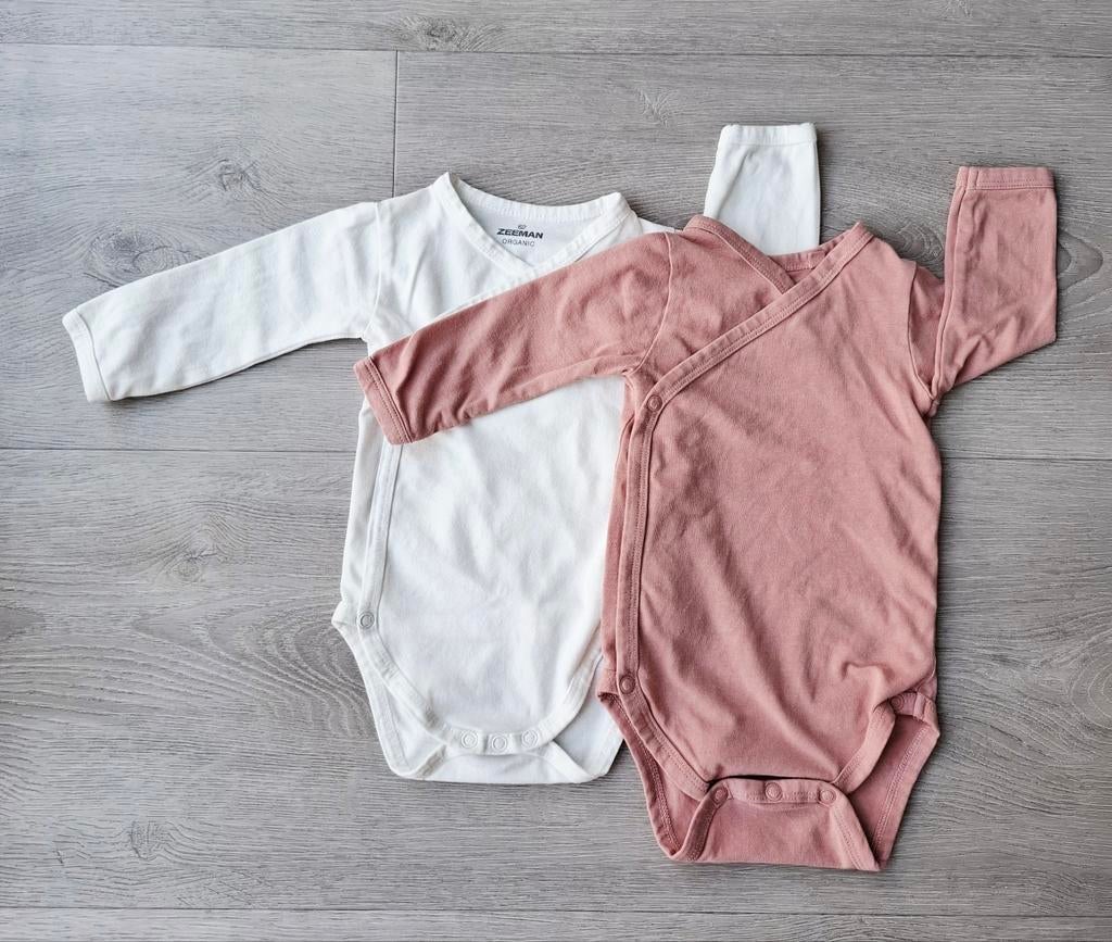 2 overslag rompers maat 62/68, Meisje, Ophalen of Verzenden, Zo goed als nieuw, Nacht- of Onderkleding