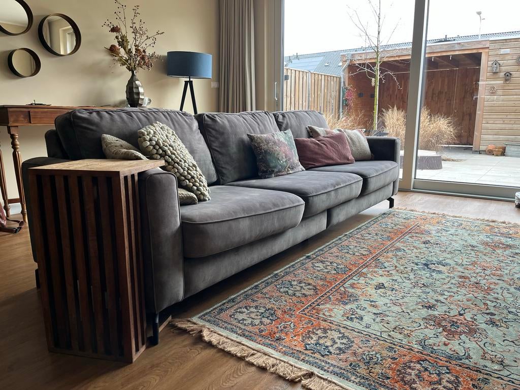 Comfortabele 3,5-zits bank, groene stof, zo goed als nieuw, Ophalen, 250 tot 300 cm, 75 tot 100 cm, Zo goed als nieuw