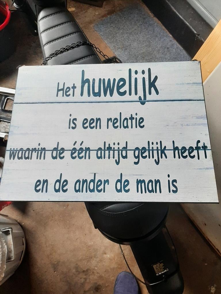 Huwelijkse wijsheid wandbord, Ophalen of Verzenden