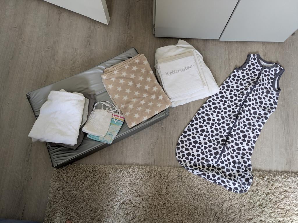 Babyslaapzak, aankleedkussen met hoesje, voor ledikant, Ophalen