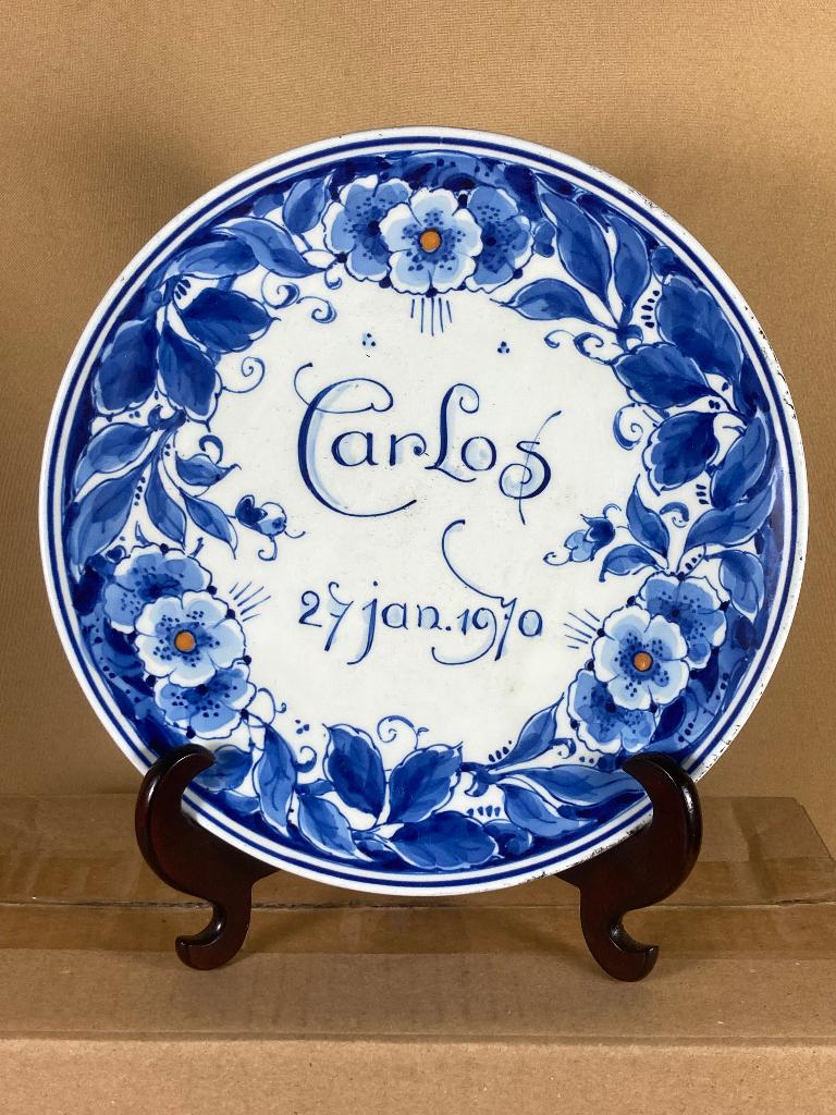 Porceleyne Fles geboorte bord Carlos 1970, --, Overige typen, Ophalen of Verzenden, Zo goed als nieuw