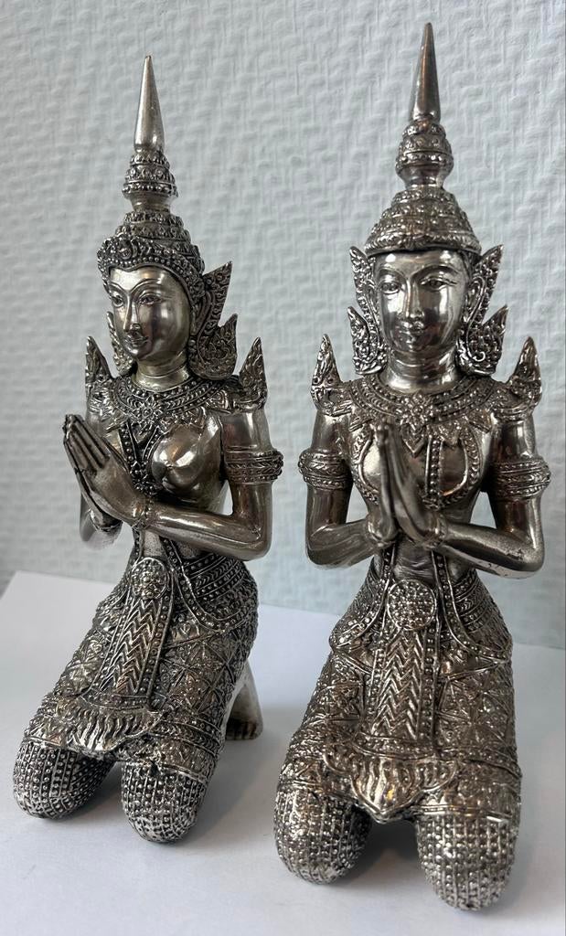 Prachtig setje Thaise Tempelwachters Zilverkleurig, Ophalen of Verzenden