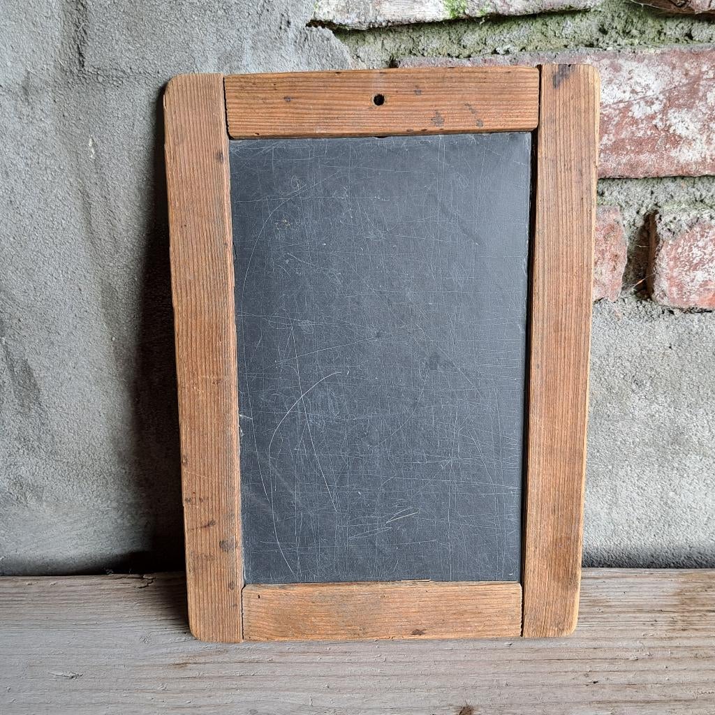 Oude brocante lei krijtbordje 25x18cm *Etage3*, Gebruikt, ., Ophalen of Verzenden, .