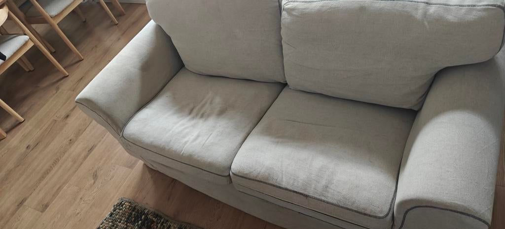 Ikea Ektorp 2-zitsbank met beige linnen hoezen, Ophalen of Verzenden