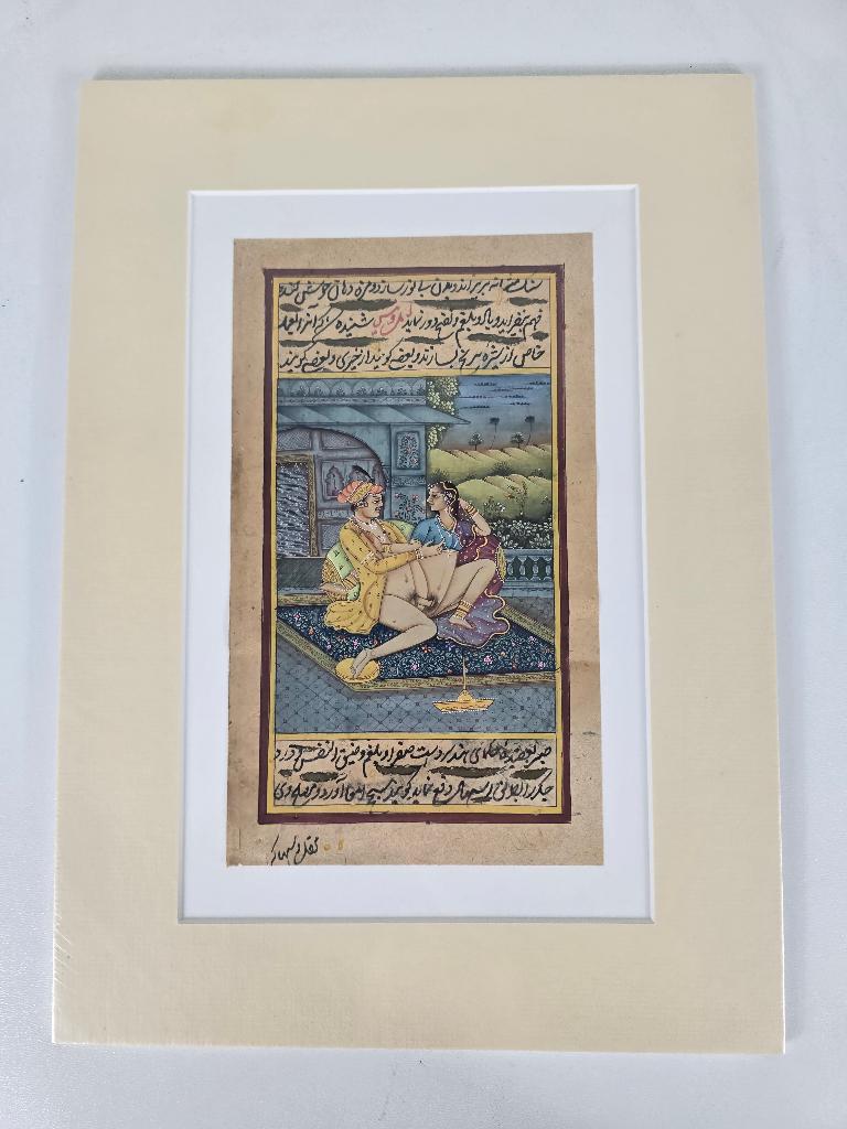Erotische miniatuurschildering, Midden-Oosten, 18e/19e eeuw, Antiek en Kunst, Kunst | Niet-Westerse kunst, Ophalen of Verzenden