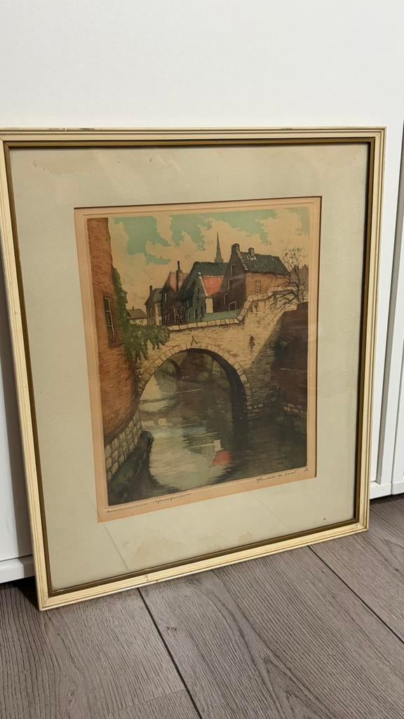 Originele ets Hendrik de Laat (gesigneerd), Ophalen of Verzenden, Stadsgezicht, Ets