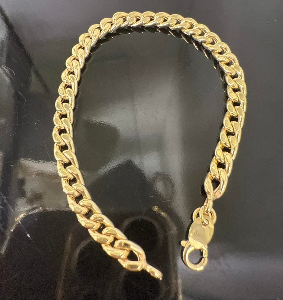 Prachtige 14 karaats gouden cuban armband, Ophalen of Verzenden, Nieuw, Goud