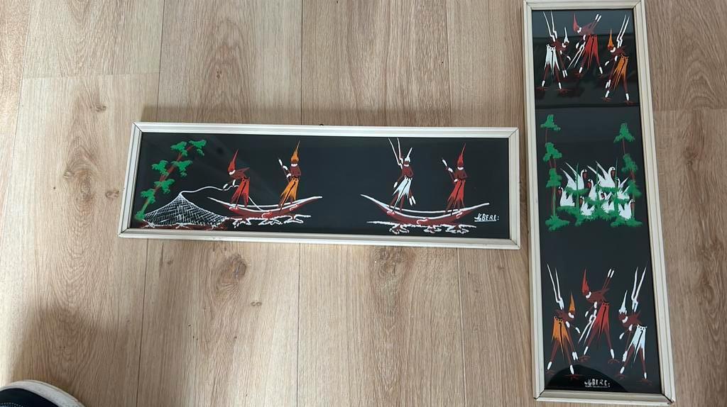 Schilderijen Nigeria Afrika vintage, Antiek en Kunst, Ophalen of Verzenden