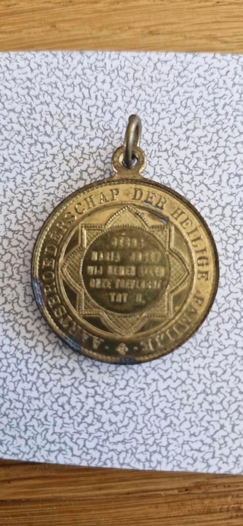 Antieke religieuze medaille Heilige Familie, Ophalen of Verzenden