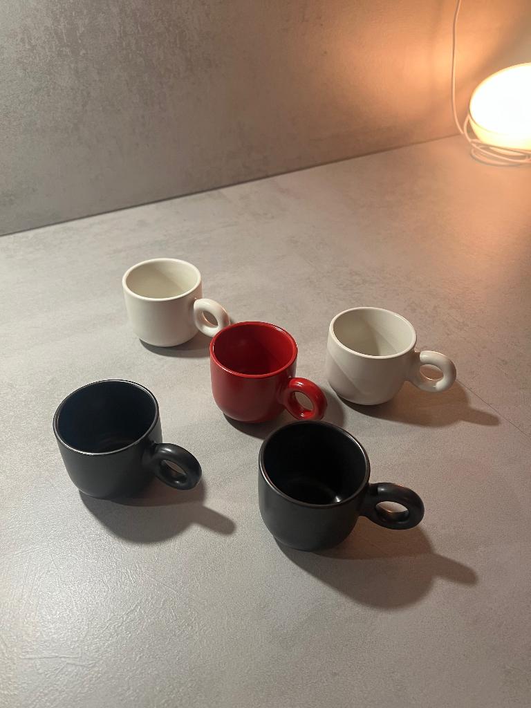 5x Espresso mokjes, Ophalen of Verzenden, Zo goed als nieuw, Effen, Kop(pen) en/of Schotel(s)