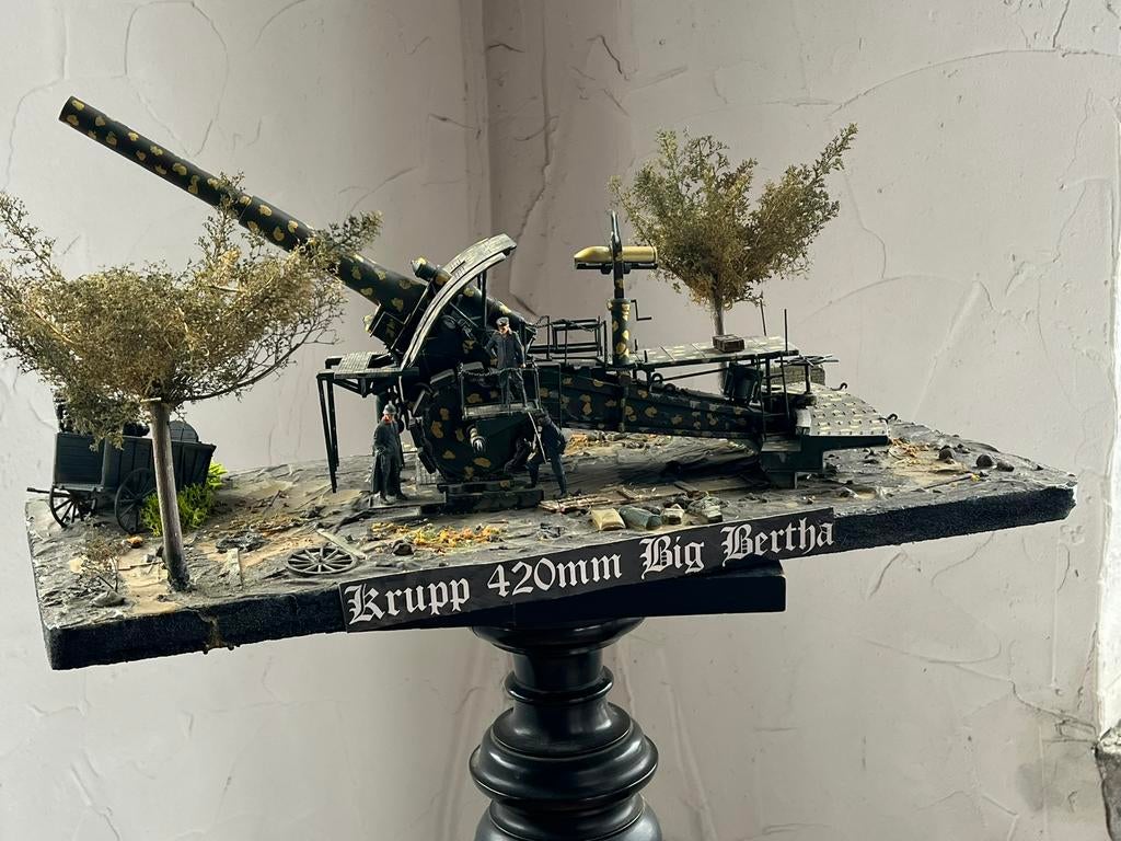 Groot model kanon Big Bertha 1/35 Wo1 diorama, Ophalen, 1:32 tot 1:50, Zo goed als nieuw, Nvt