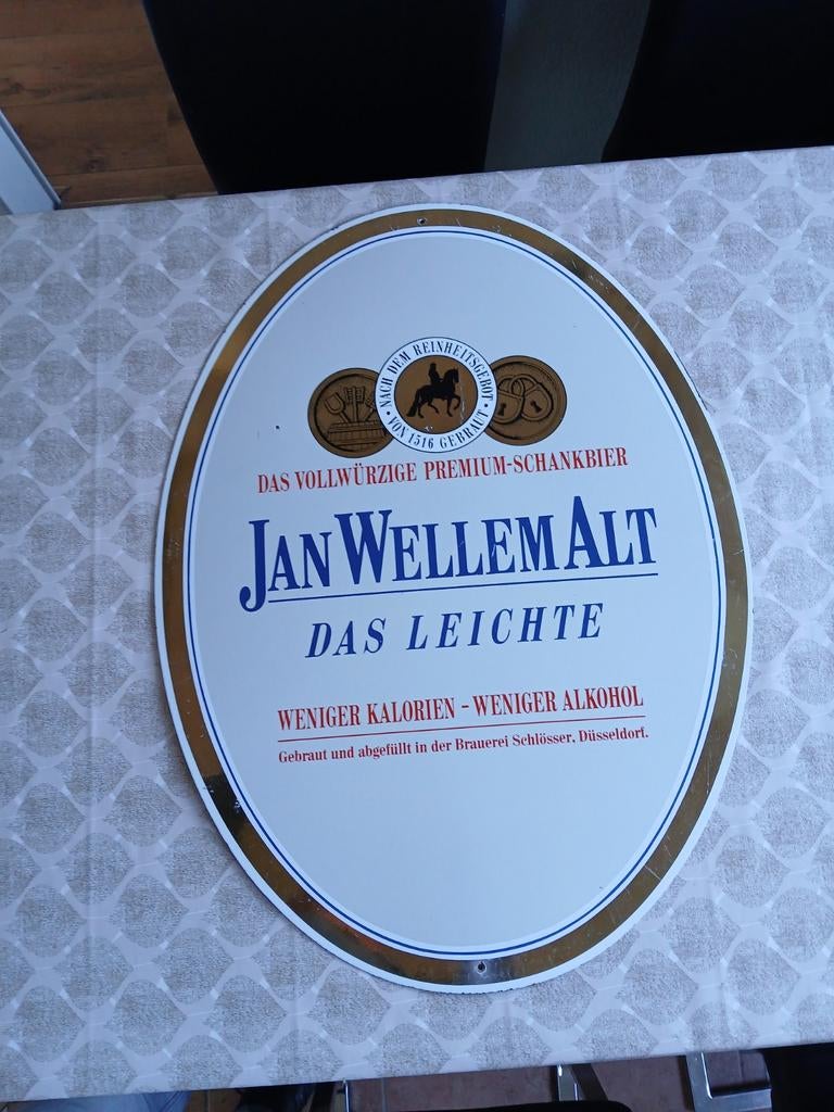 Emaille reclamebord Jan Wellem Alt, Antiek en Kunst, Ophalen of Verzenden