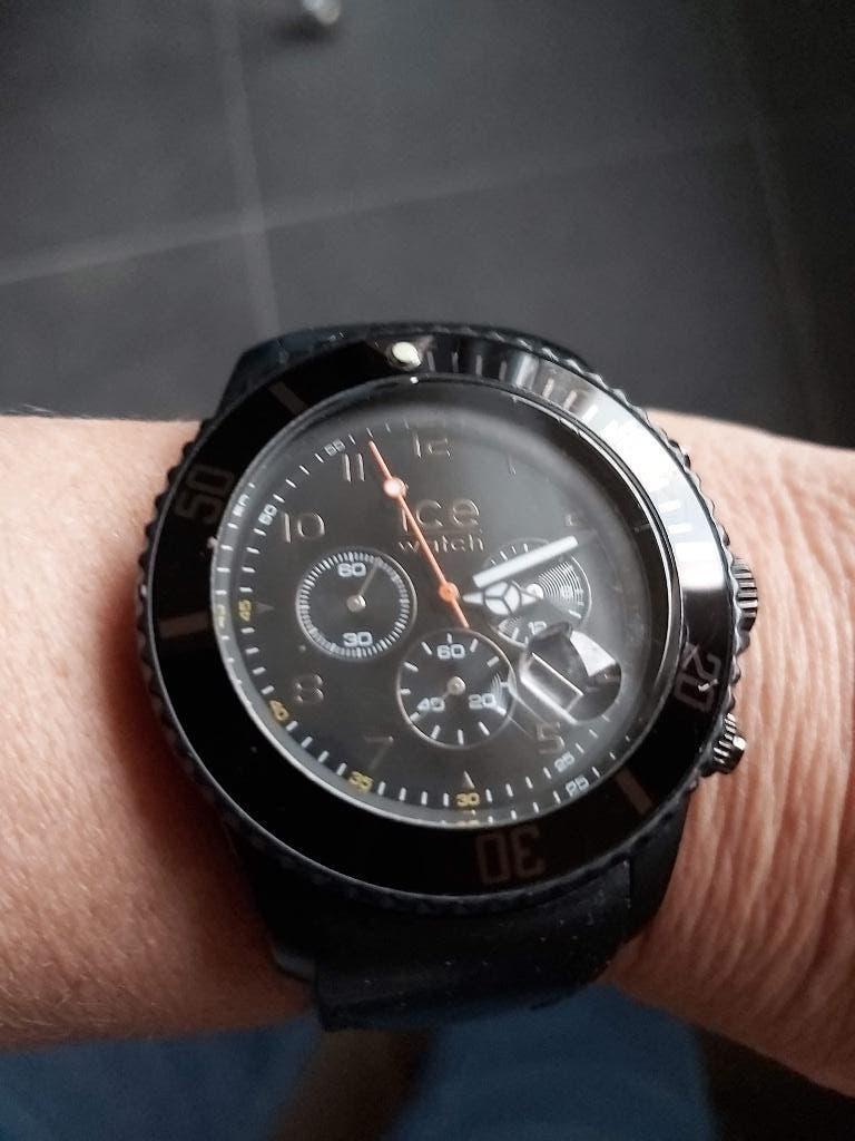 ICE Watch horloge zwart stainless steel 44 mm chronogr datum, Ophalen of Verzenden, Zo goed als nieuw, Polshorloge, Overige merken