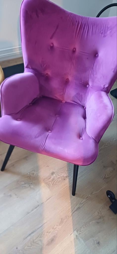 Nette paarse fauteuil, Ophalen of Verzenden, Zo goed als nieuw, 75 tot 100 cm, 50 tot 75 cm