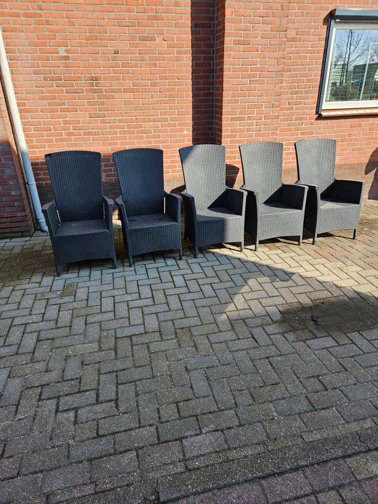 Tuinstoelen Allibert Vermont 5x, Ophalen, Gebruikt, Kunststof, Verstelbaar