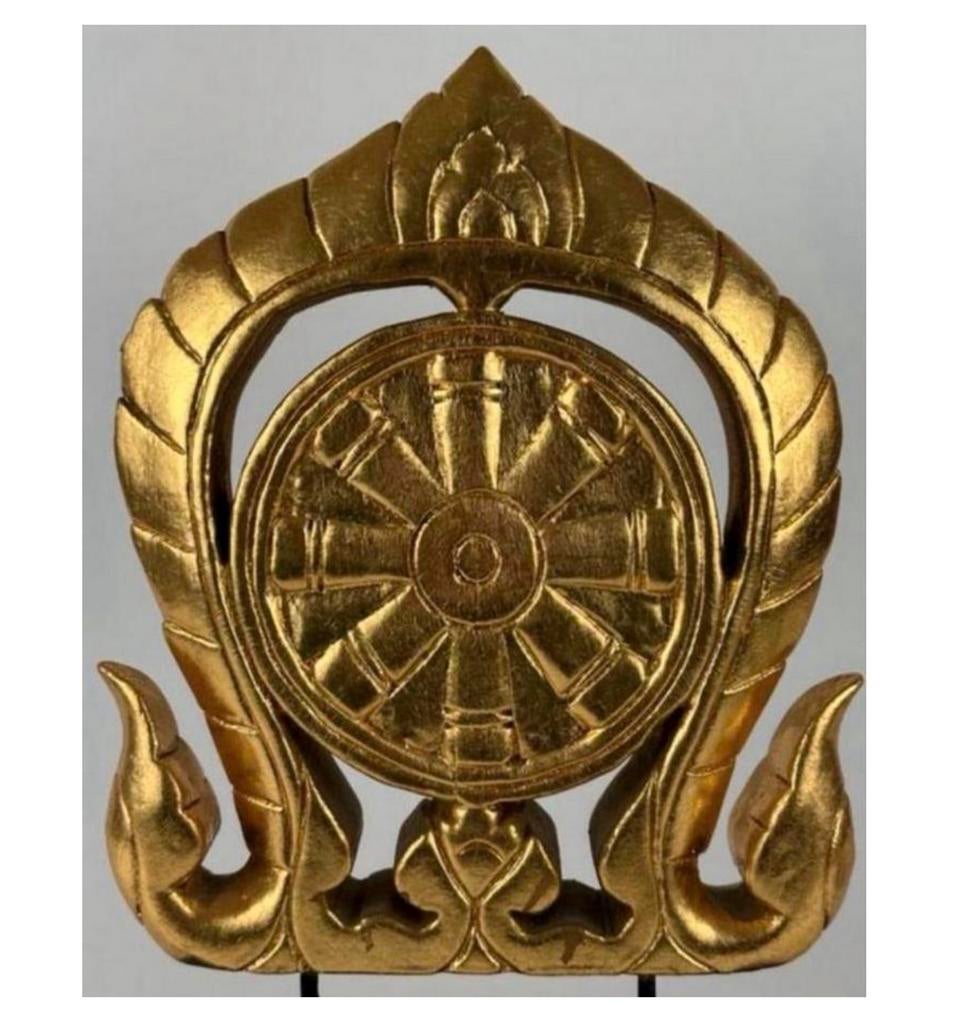 19e eeuw Antiek Thais houtsnijwerk tempelgrenssteen Thailand, Ophalen of Verzenden