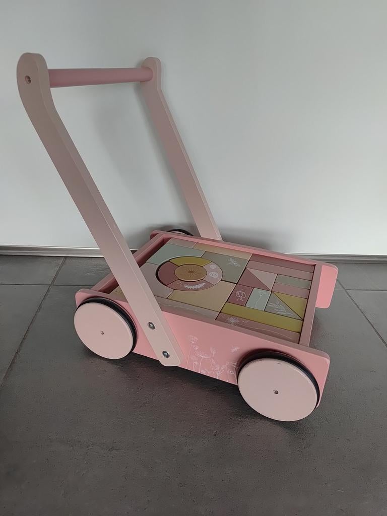 Little Dutch Blokkenkar / Loopkar Roze, Ophalen of Verzenden