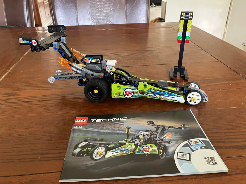 Lego 42103 technic dragster compleet met boekje, Ophalen of Verzenden, Zo goed als nieuw, Complete set, Lego