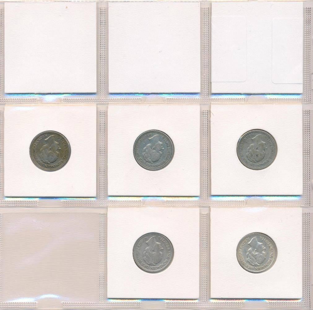 Nederland Set 1/2 Guldenmunten Zilver 1921-1930 (5 stuks), ½ gulden, Setje, Zilver, Ophalen of Verzenden