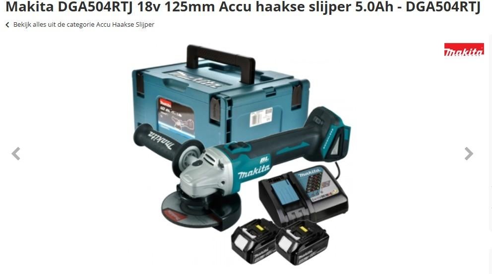 Nieuwe Makita DGA504RTJ 18V Accu Haakse Slijper 125mm, Doe-het-zelf en Verbouw, Gereedschap | Slijpmachines, Ophalen of Verzenden