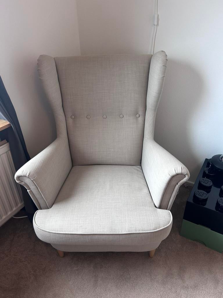 STRANDMON Oorfauteuil beige, Ophalen, Gebruikt