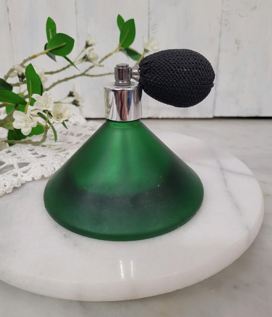 Vintage parfumfles - smaragdgroen, Ophalen of Verzenden, Zo goed als nieuw, Parfumfles