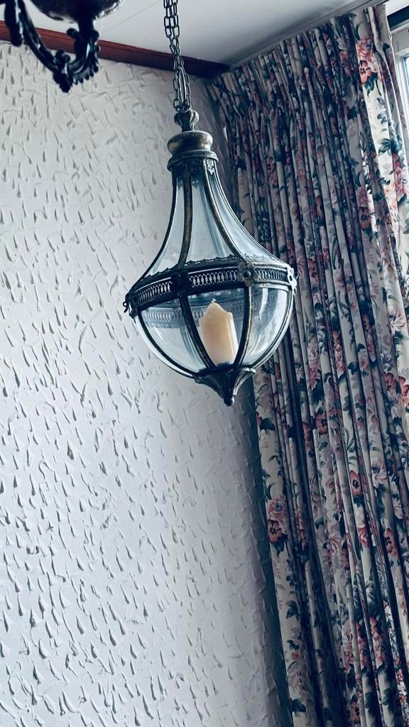 Hanglamp met Batterij Kaars - Sfeervolle Verlichting, Ophalen of Verzenden, Gebruikt, Glas, 50 tot 75 cm