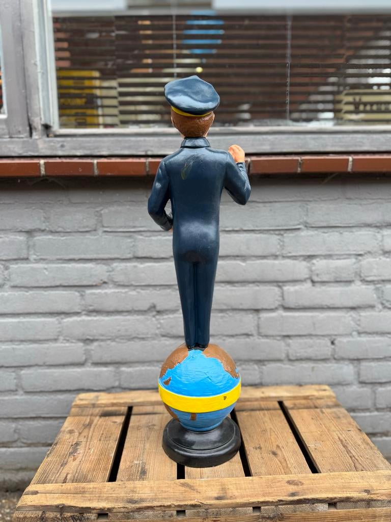 Vintage Bosch monteur display met bougie op wereldbol, Verzamelen, Ophalen, Reclamebord, Gebruikt, .