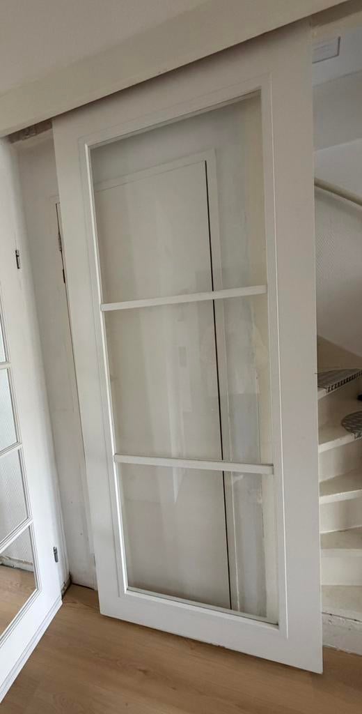 Svedex opdekdeur schuifdeur met glas 95,4 x 231,5, Doe-het-zelf en Verbouw, Deuren en Horren, Ophalen, 215 cm of meer, Binnendeur