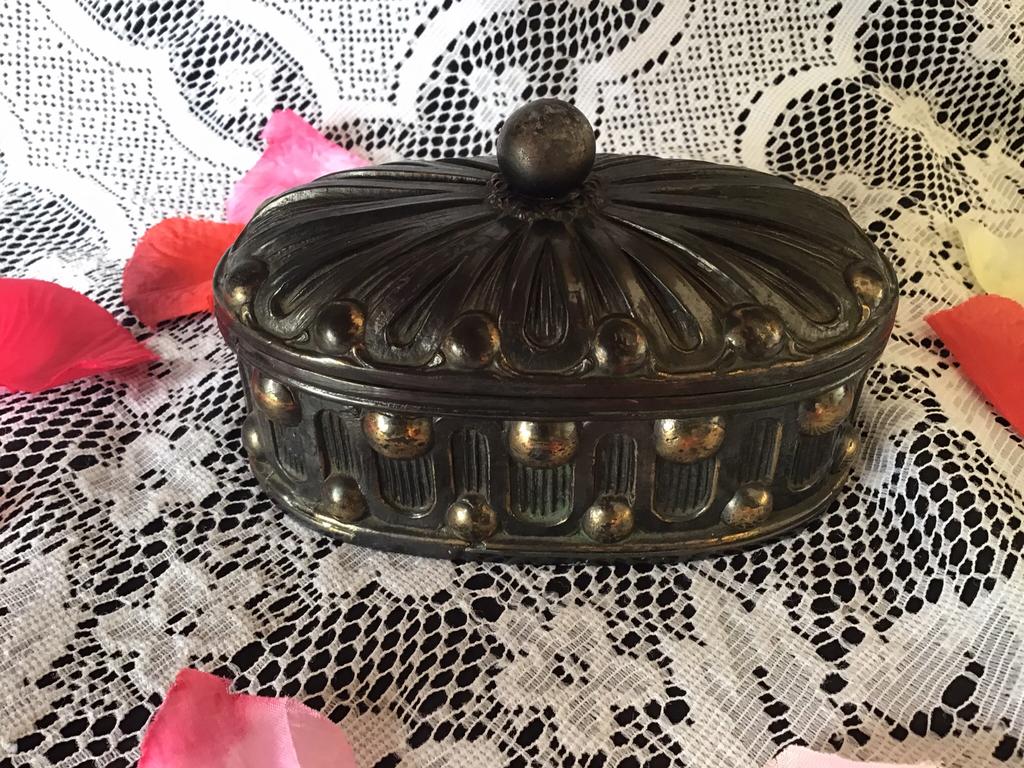 Sieradendoosje van tin Afm. 13x7x6 cm, Ophalen of Verzenden