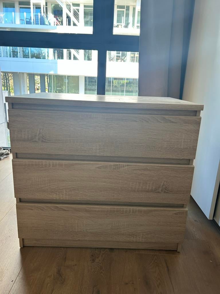 Malm ladekast met 3 lades, Huis en Inrichting, Kasten | Ladekasten, Ophalen, 50 tot 100 cm, Zo goed als nieuw, 3 of 4 laden