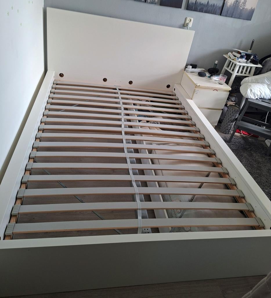 Ikea MALM bedframe hoog 140x200 + lades + SULTAN lattenbodem, Huis en Inrichting, Slaapkamer | Bedden, Gebruikt, Tweepersoons