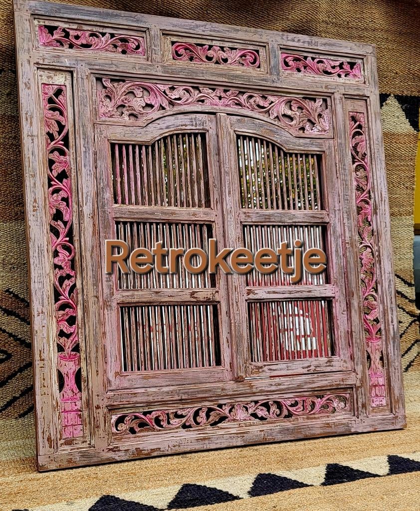 Roze/Houtsnijwerk/Balinese/Spiegel/Luik/XXXL, Ophalen