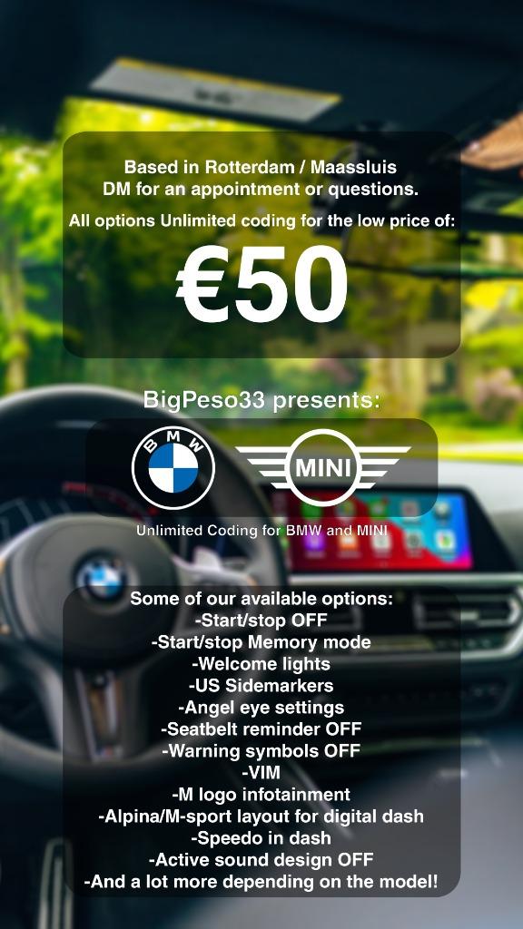BMW en MINI coderen / verborgen opties BIMMERCODE, 24-uursservice, Overige werkzaamheden
