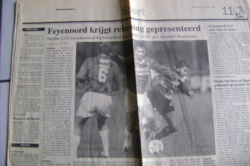9 krantenverslagen Feyenoord 1995/2001, Verzamelen, Ophalen, Gebruikt, Feyenoord