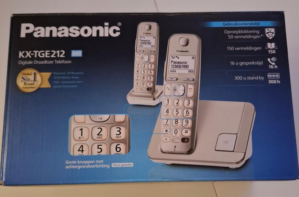 Panasonic KX-TGE212NLN DUO DECT TELEFOON, Ophalen, Zo goed als nieuw, 2 handsets
