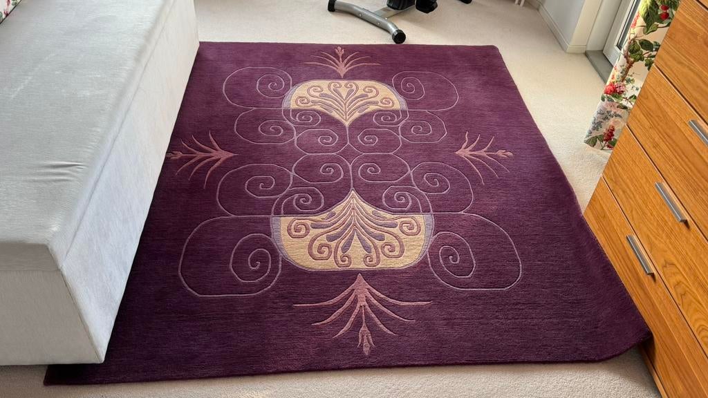 Paars wollen kleed Nepal 172x193, Overige kleuren, 150 tot 200 cm, Ophalen of Verzenden, Zo goed als nieuw